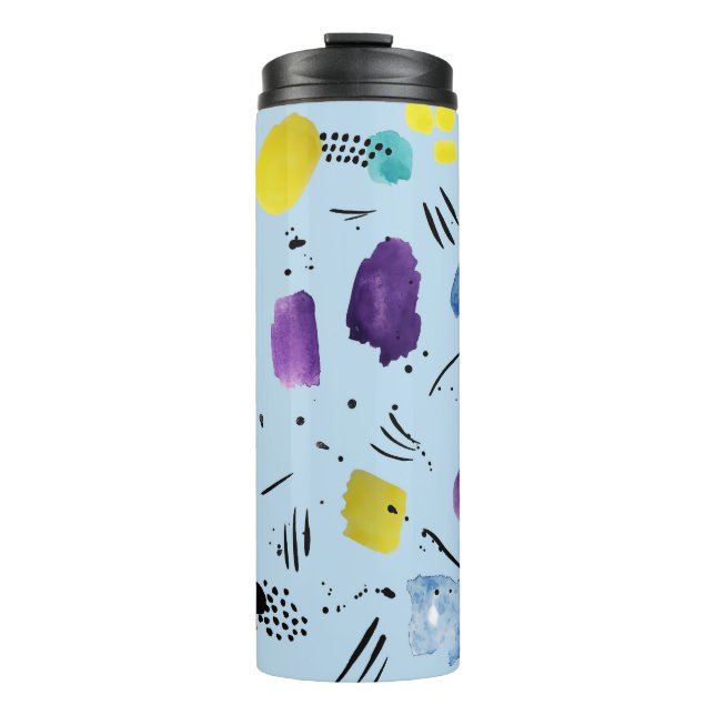 Abstract Watercolor Geometric Shapes Pattern Thermal Tumbler (Front)