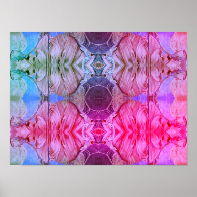 Abstract Watercolor Girly Pink Floral Boho Pattern Poster (Front)