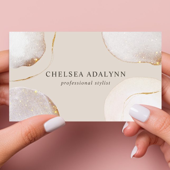 Abstract Watercolor Glittering Luxury Elegant Gold Business Card (Creator Uploaded)