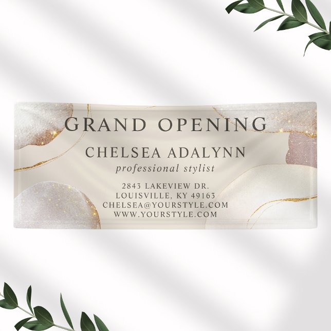 Abstract Watercolor Gold Circles Salon Opening Banner (Creator Uploaded)