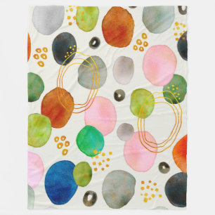 Abstract Watercolor Gold Glitter Art Fleece Blanket