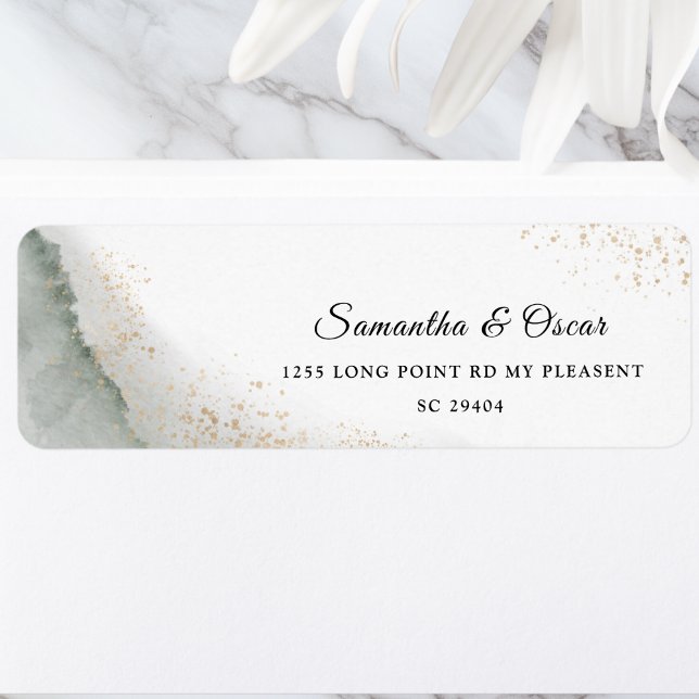 Abstract Watercolor Green Brush Strokes & Gold  (Creator Uploaded)