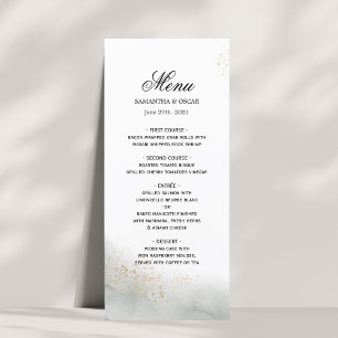 Abstract Watercolor Green Brush Strokes & Gold Menu
