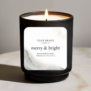 "Abstract Watercolor Green & Gold Candle  Square Sticker