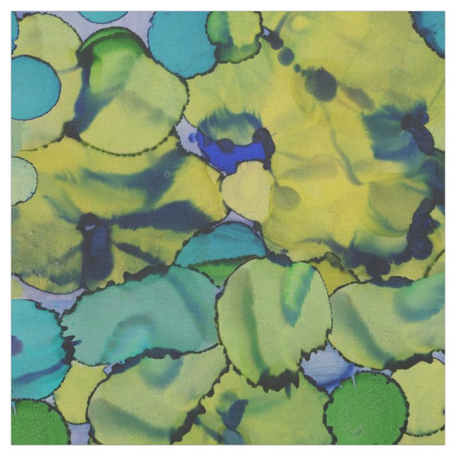 Abstract Watercolor Green Teal Blue Fabric (Swatch)