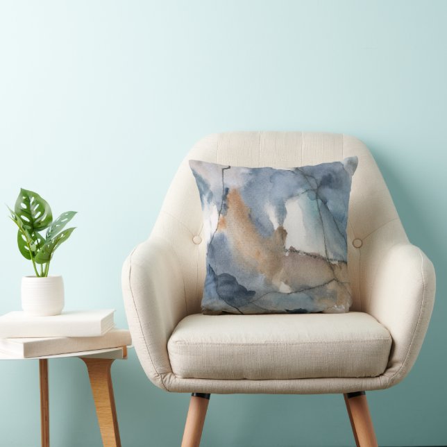 Abstract Watercolor Grey Brown Marble Pattern Cushion (Chair)