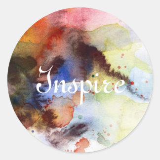 Abstract watercolor grunge texture with paint classic round sticker