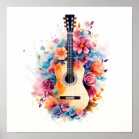 abstract watercolor guitar digital art 