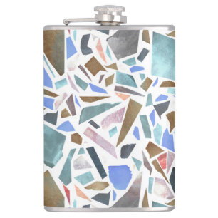 Abstract watercolor: hand-drawn white background. hip flask