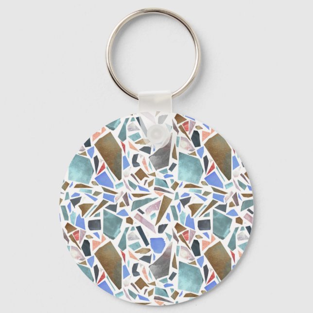 Abstract watercolor: hand-drawn white background. key ring (Front)