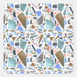 Abstract watercolor: hand-drawn white background. square sticker