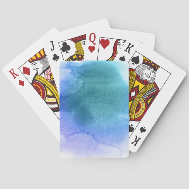 Abstract watercolor hand painted background 12 playing cards (Back)
