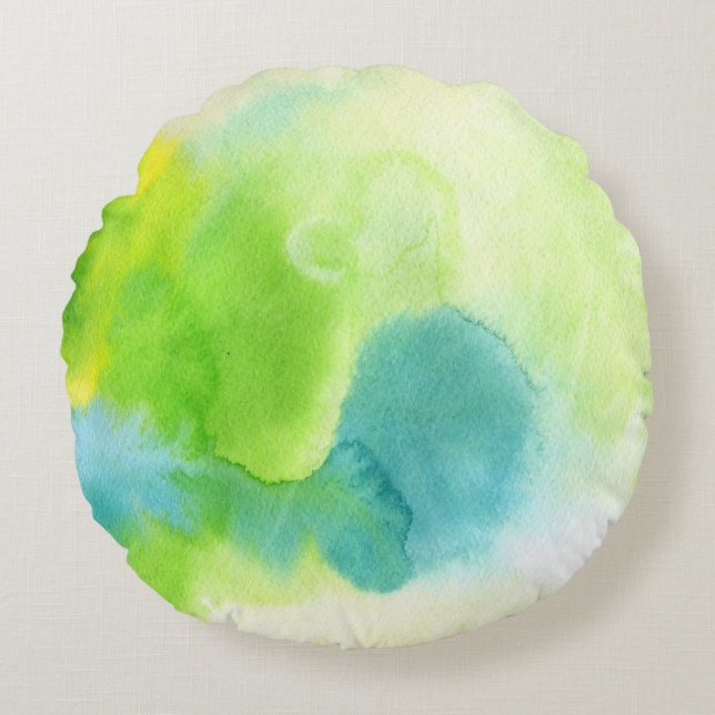 Abstract watercolor hand painted background 16 round cushion (Front)