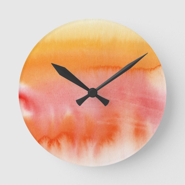 Abstract watercolor hand painted background 17 round clock (Front)