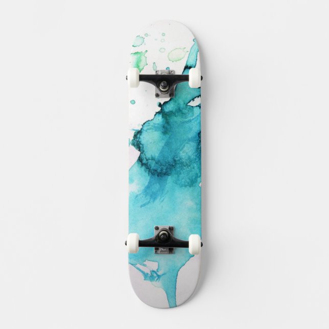 Abstract watercolor hand painted background 2 skateboard (Front)