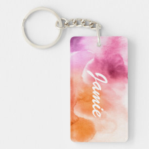 Abstract watercolor hand painted background 3 key ring