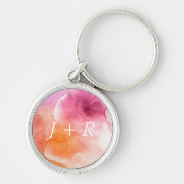 Abstract watercolor hand painted background 3 key ring (Front)