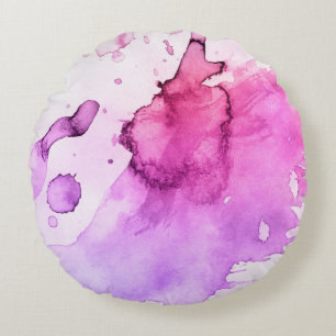Abstract watercolor hand painted background 5 round cushion