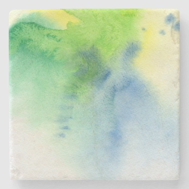 Abstract watercolor hand painted background 8 stone coaster (Front)