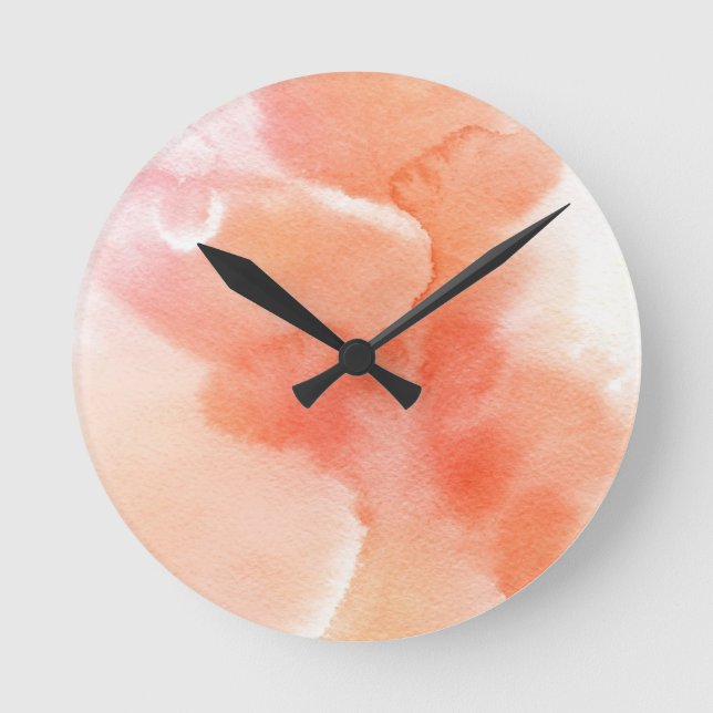 Abstract watercolor hand painted background round clock (Front)