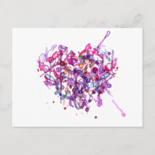 Abstract Watercolor Heart for Valentines Day Holiday Postcard
