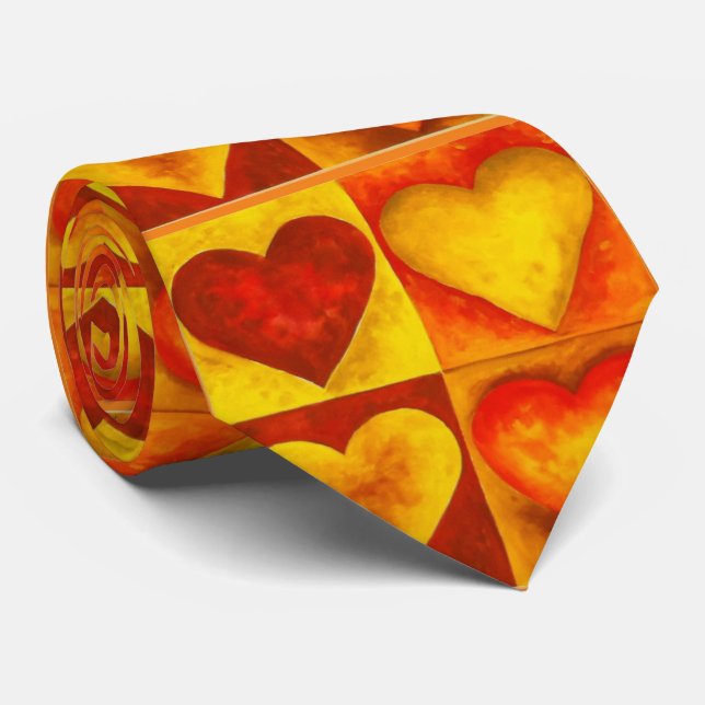 Abstract Watercolor Heart Red Hearts Love Tie (Rolled)