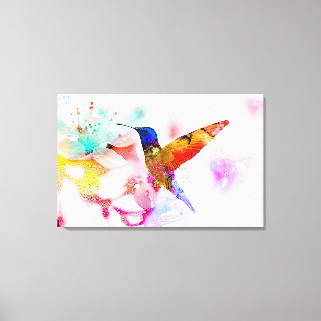 Abstract Watercolor Hummingbird Canvas Print (Front)