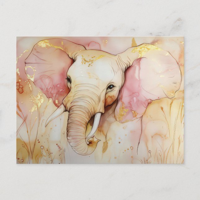 Abstract watercolor illustration of an elephant postcard (Front)