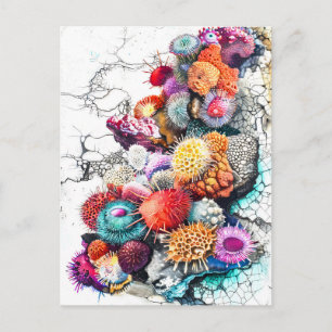 Abstract Watercolor Illustration of Colourful Sea  Postcard