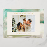 Abstract Watercolor in Green Custom Photo Gold<br><div class="desc">Elegant Abstract Watercolor in Green Custom Photo Gold Foil Holiday Card</div>