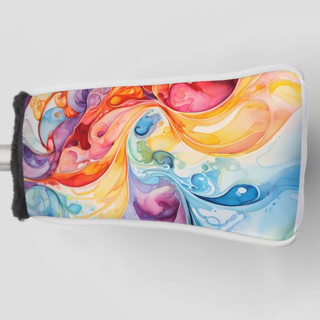 Abstract Watercolor in Sunset Colours Golf Head Cover (Front)