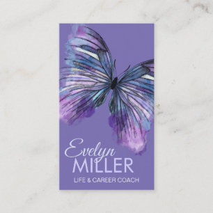 Abstract watercolor ink butterfly business card