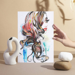 Abstract Watercolor ink colourful woman makeup Pos Poster