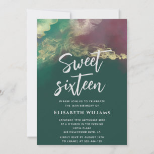 Abstract watercolor ink gold modern typography invitation