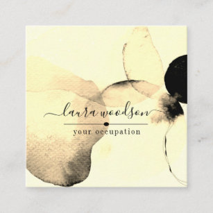 Abstract Watercolor Ink Shapes Interior Designer  Square Business Card