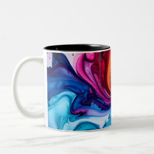 Abstract Watercolor Ink Swirl Art Digital Art Two-Tone Coffee Mug