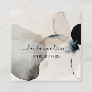 Abstract Watercolor Interior Designer Square Business Card