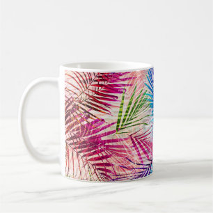 Abstract Watercolor Leaves Allover Pattern Coffee Mug