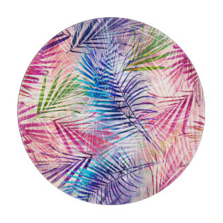 Abstract Watercolor Leaves Allover Pattern Cutting Board