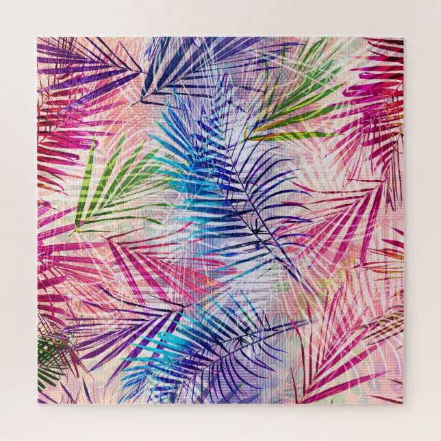 Abstract Watercolor Leaves Allover Pattern Jigsaw Puzzle (Vertical)