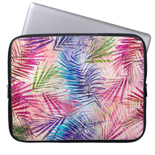 Abstract Watercolor Leaves Allover Pattern Laptop Sleeve