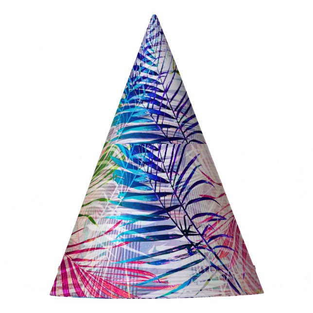 Abstract Watercolor Leaves Allover Pattern Party Hat (Front)