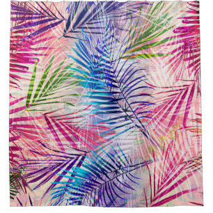Abstract Watercolor Leaves Allover Pattern Shower Curtain
