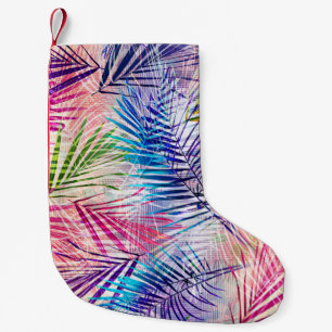 Abstract Watercolor Leaves Allover Pattern Small Christmas Stocking