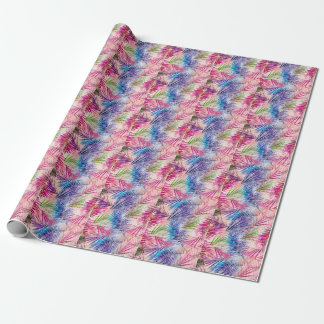 Abstract Watercolor Leaves Allover Pattern Wrapping Paper