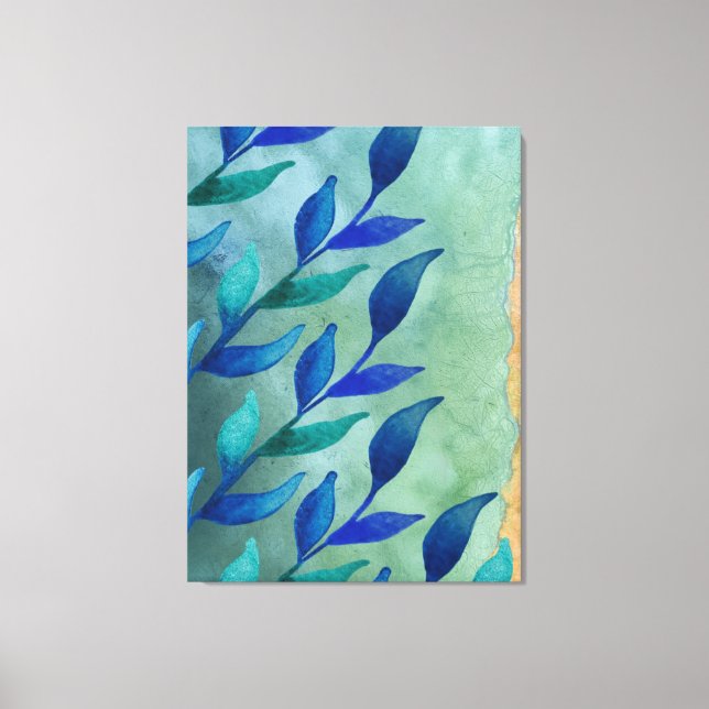 Abstract watercolor leaves canvas print (Front)