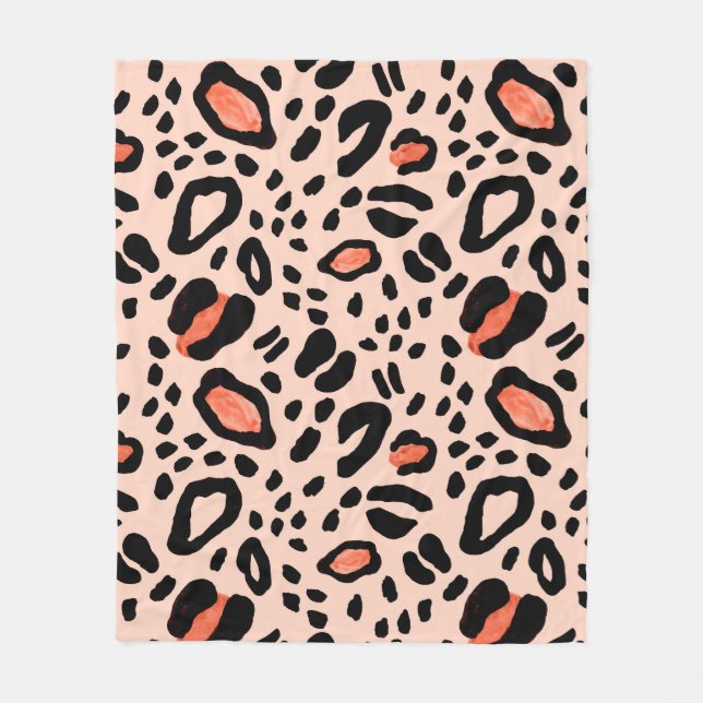 Abstract watercolor leopard. Animal print pattern Fleece Blanket (Front)