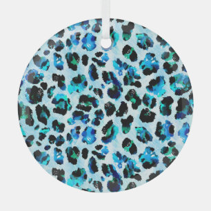 Abstract Watercolor Leopard Skin Pattern Glass Tree Decoration
