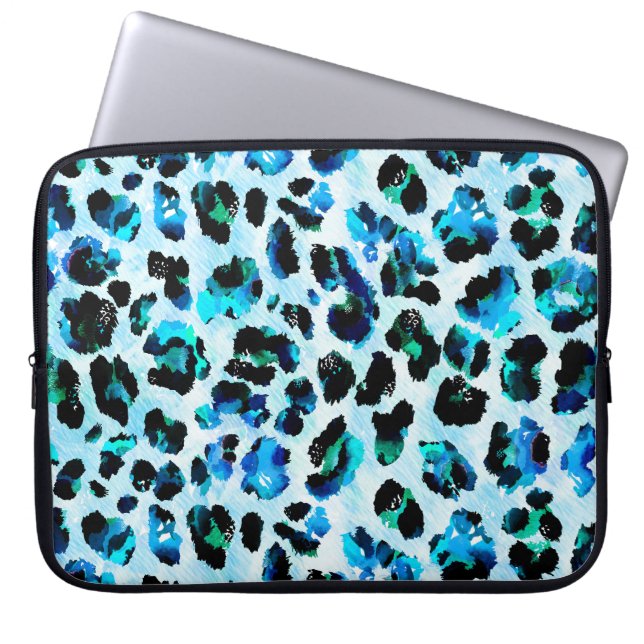 Abstract Watercolor Leopard Skin Pattern Laptop Sleeve (Front)