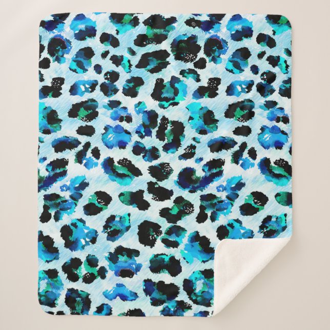 Abstract Watercolor Leopard Skin Pattern Sherpa Blanket (Front)